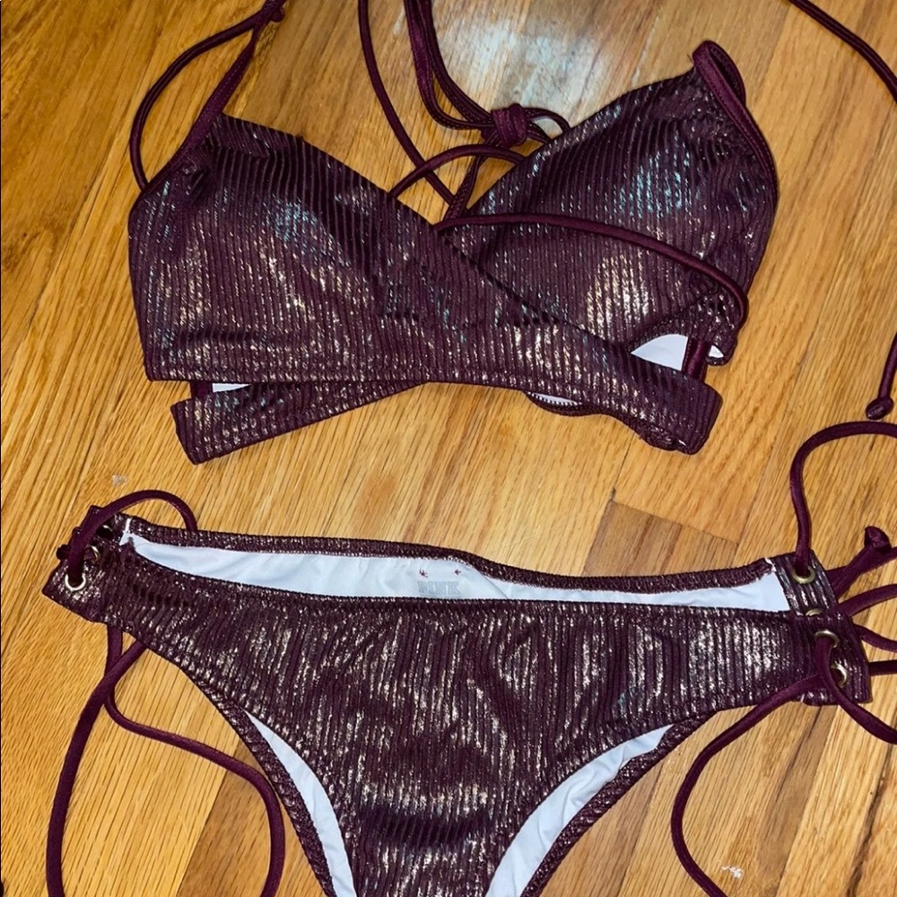Maroon metallic bikini set from PINK size Medium